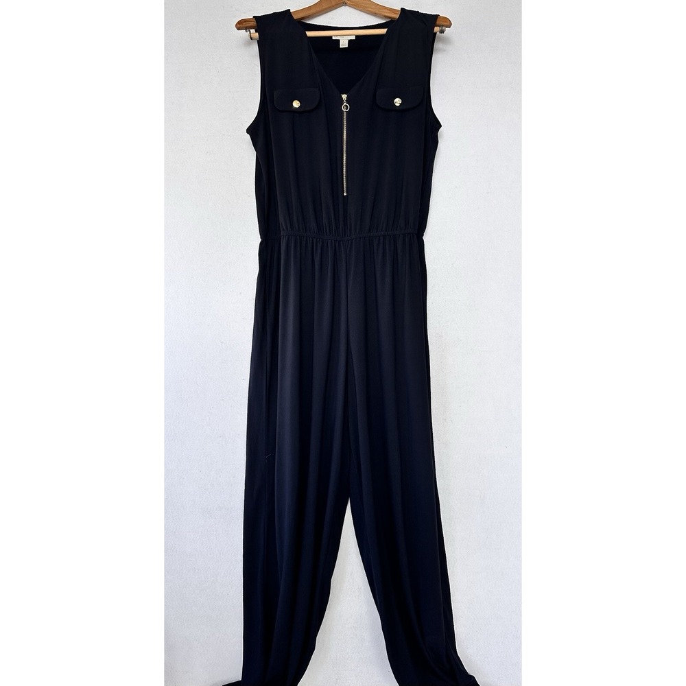 Est 1946 Blue Jumpsuit Romper Business Sleeveless Women's L Zip Office Travel